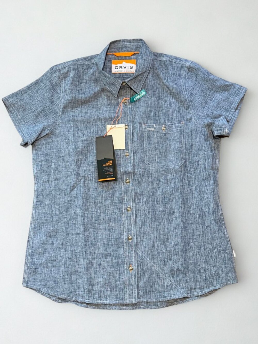 Orvis Blue Tech Chambray SS Button Down Shirt - Men's M - Gorpcore